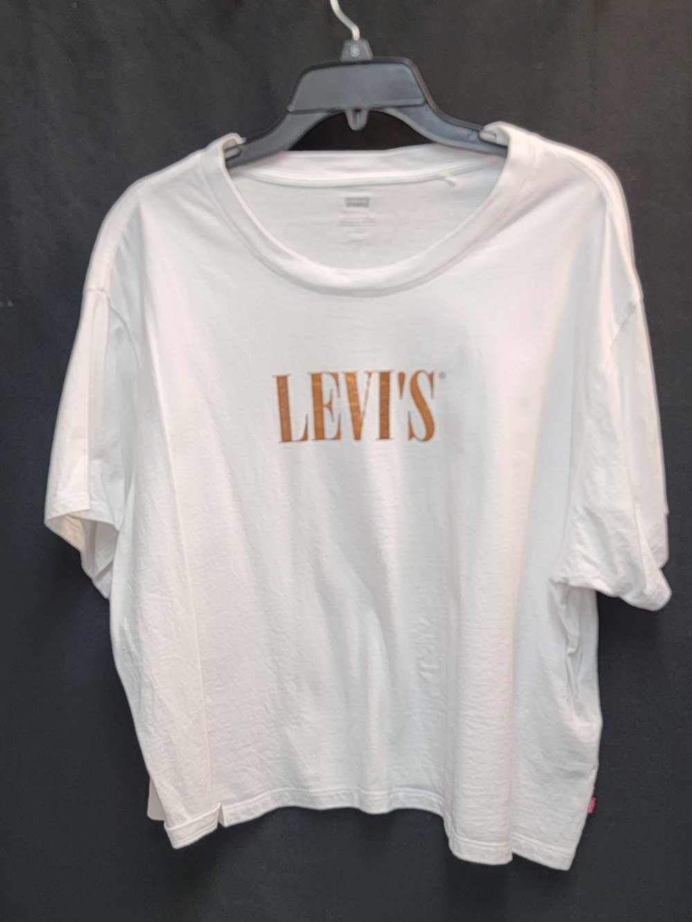 Levi's Women's White Logo Tee with Tan Print